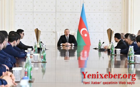 İlham Əliyev Güləş üzrə Avropa çempionatında iştirak edən Azərbaycan millisinin üzvlərini qəbul edib -